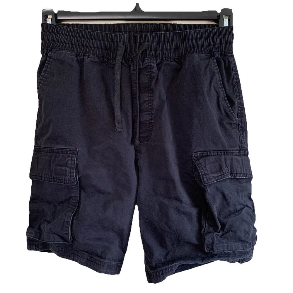 LCKR Men’s Black Cargo Shorts Size Small Hook & Loop Cargo Pockets Drawstring